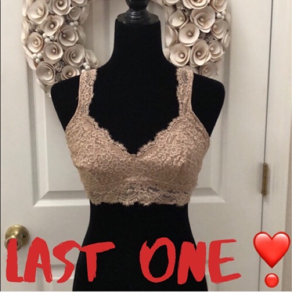 L&B Other - L&B Flower lace bralette strappy back Mocha